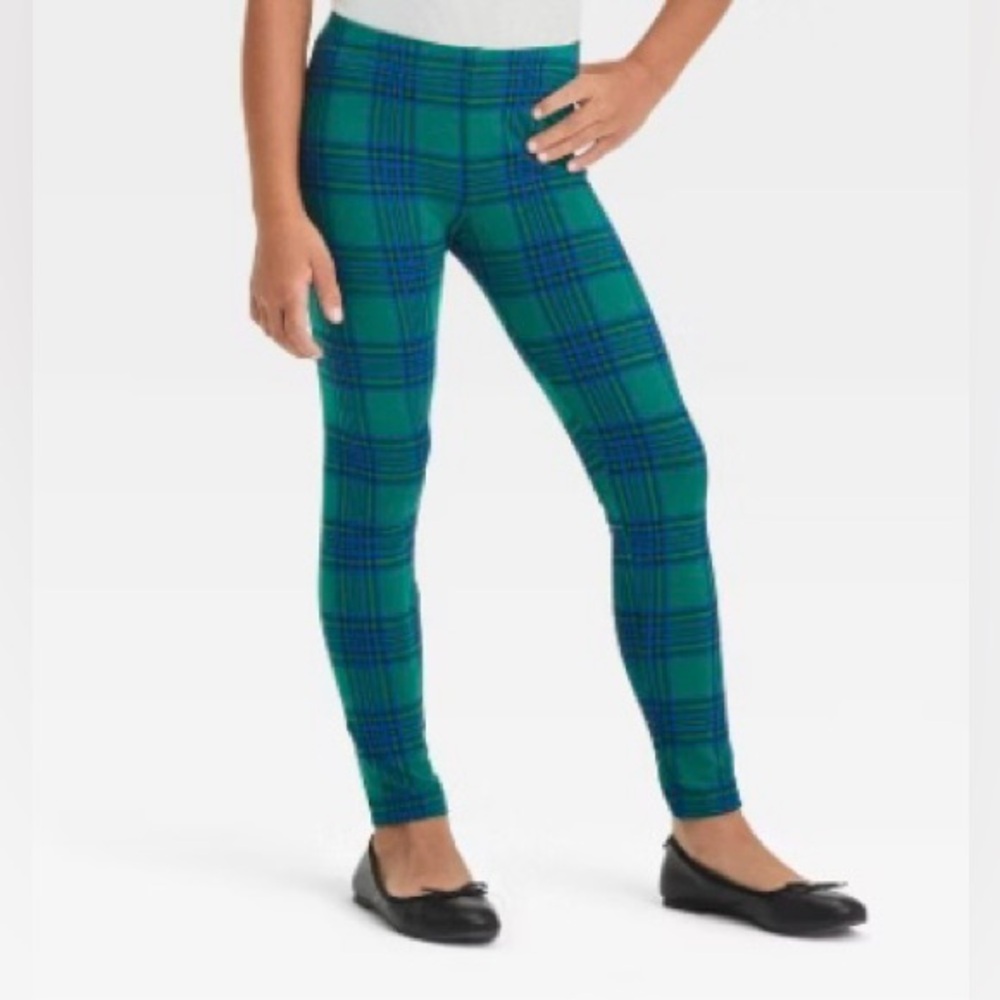 Cat & Jack Girls Green Blue Leggings stripes Size Small (6/7) New